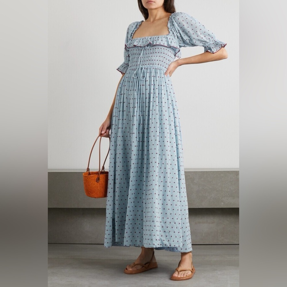 Doen Blue and Red Polka Dot Dress